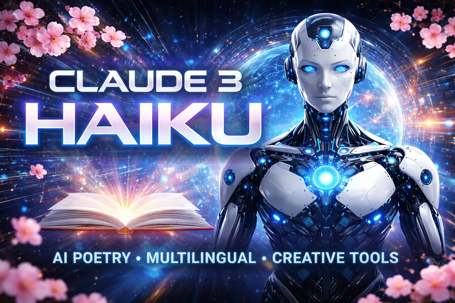 Claude 3 Haiku 2026 infographic showcasing AI poetry features: syllable-perfect 5-7-5 haikus, multilingual support, emotion and tone awareness, and customizable poetic styles for creative writing.