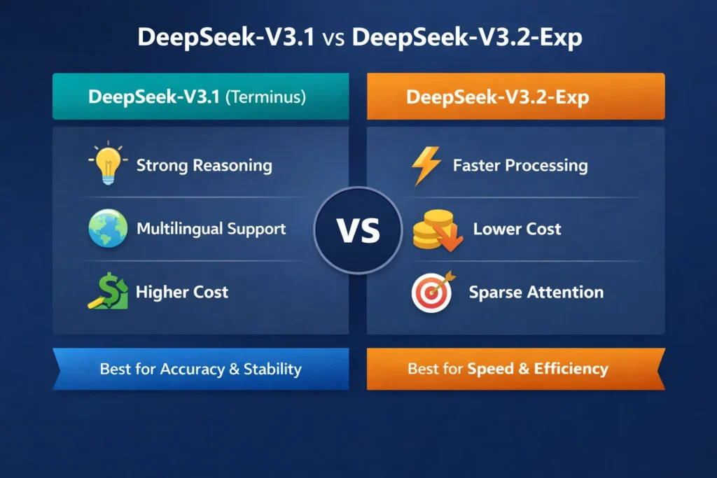 DeepSeek‑V3.1 VS DeepSeek‑V3.2‑Exp