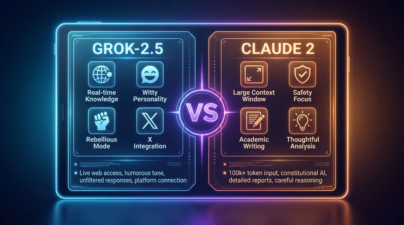Grok-2.5 VS Claude 2 features