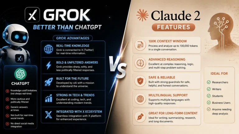 Grok better than chatgpt VS Claude 2 Features