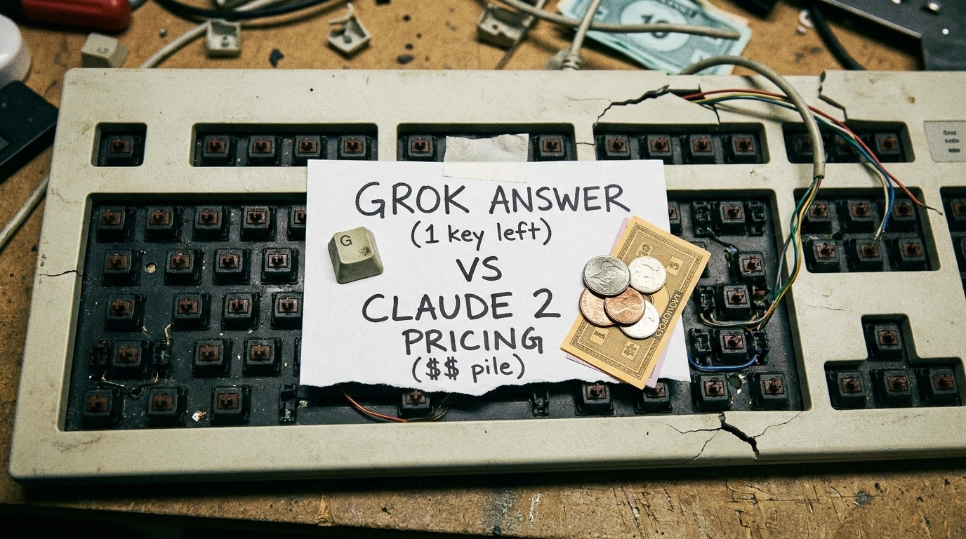 broken keyboard grok answer VS Claude 2 pricing