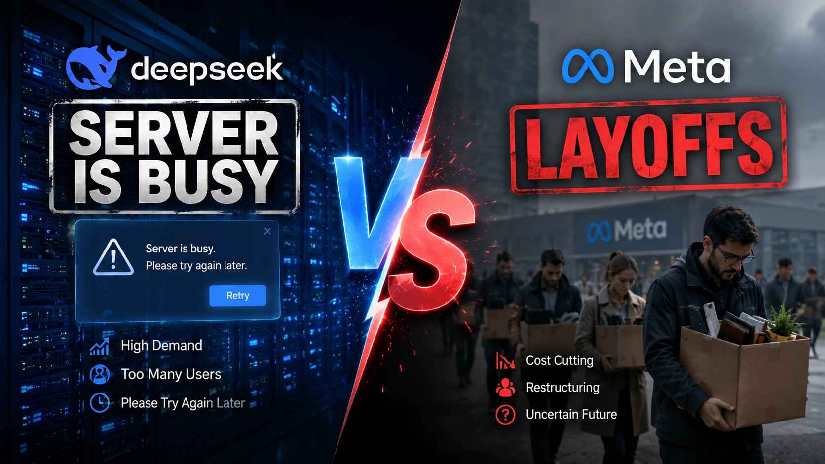 deepseek server is busy VS ai meta layoffs