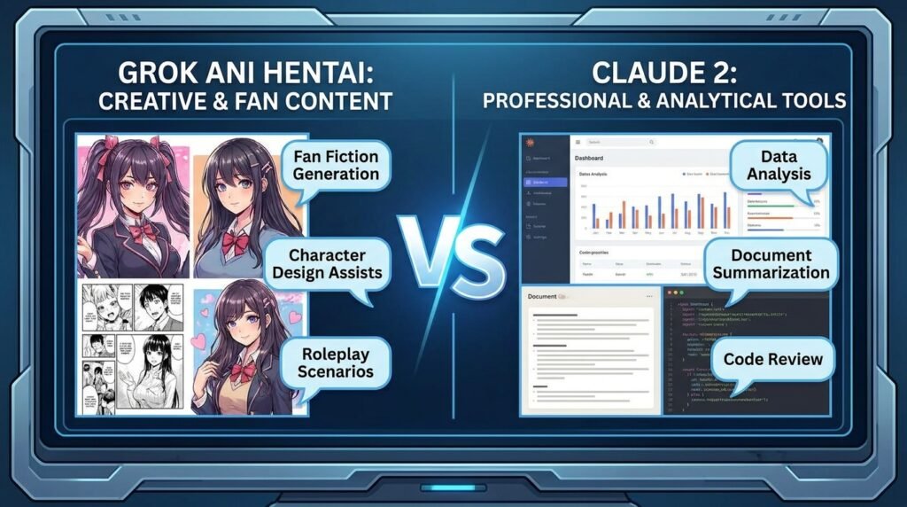 grok ani hentai VS Claude 2 use cases