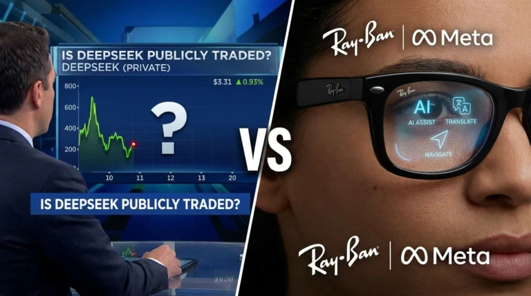 is deepseek publicly traded VS meta ray-ban display ai glasses