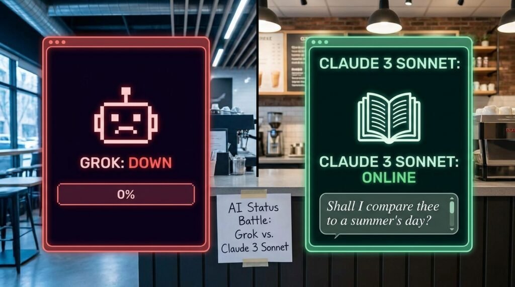 is grok down VS Claude 3 Sonnet