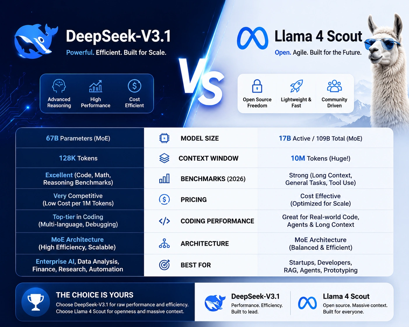 DeepSeek-V3.1 VS Llama 4 Scout