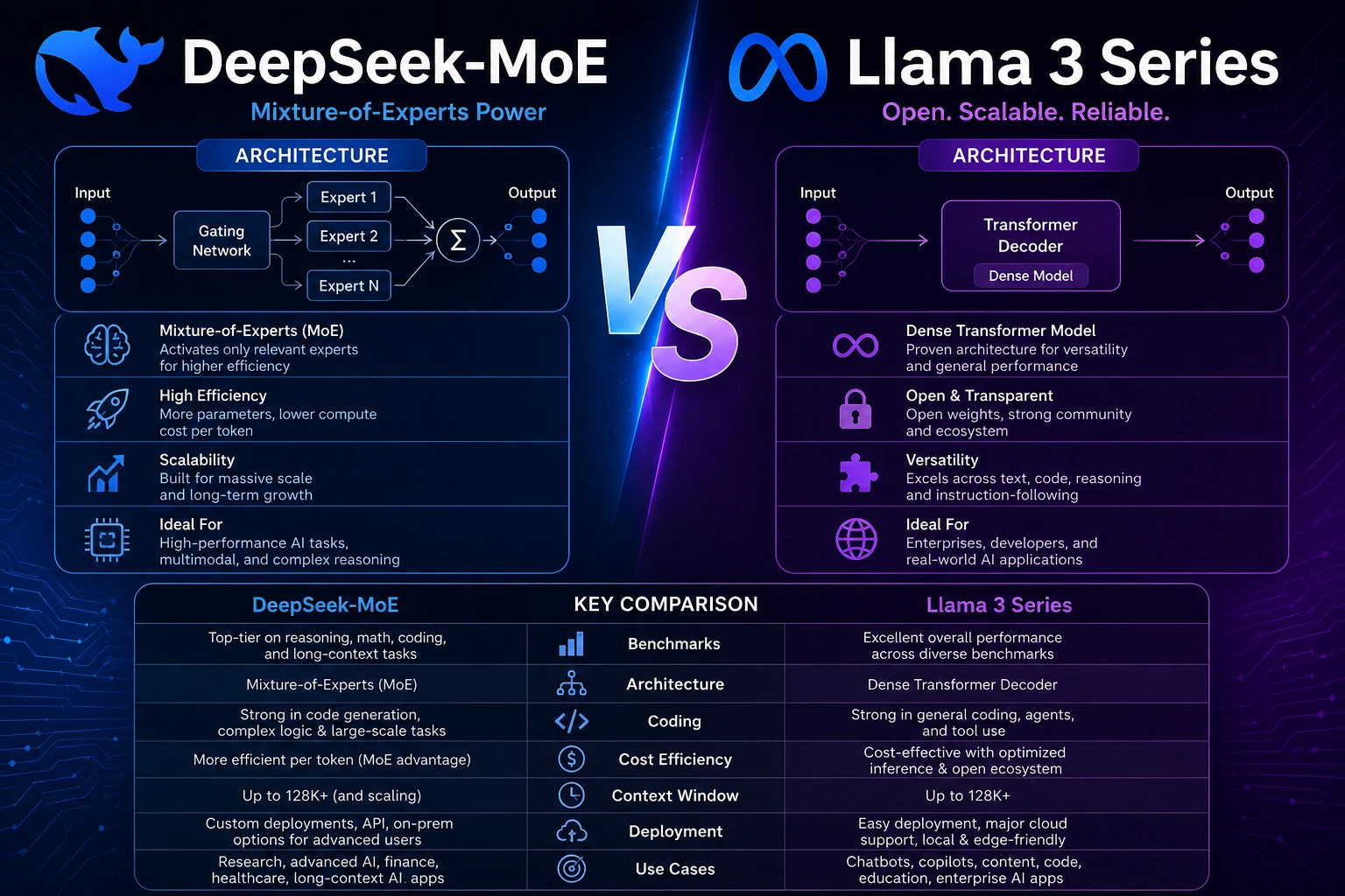 DeepSeek‑MoE VS Llama 3 Series