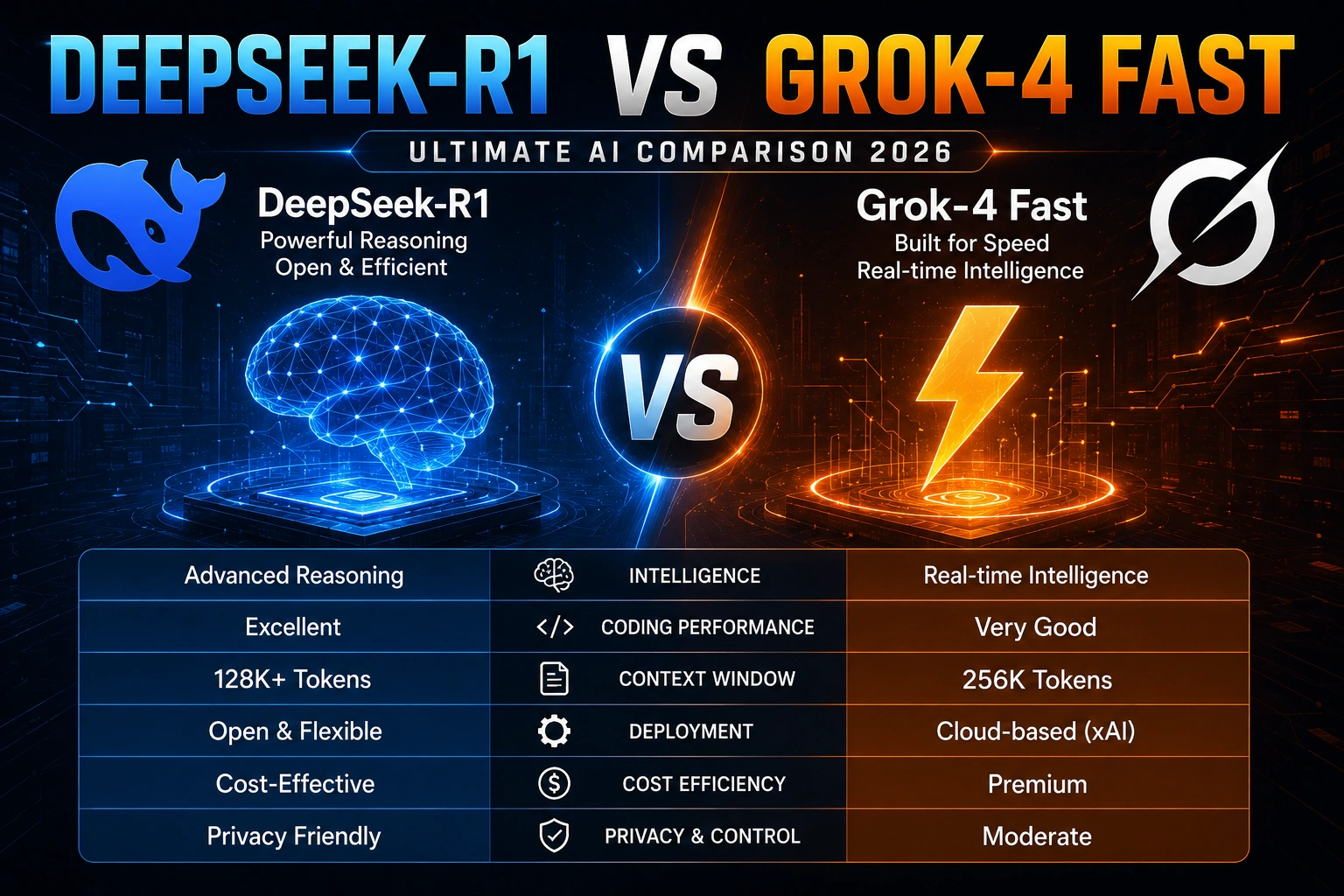 DeepSeek‑R1 VS Grok-4 Fast