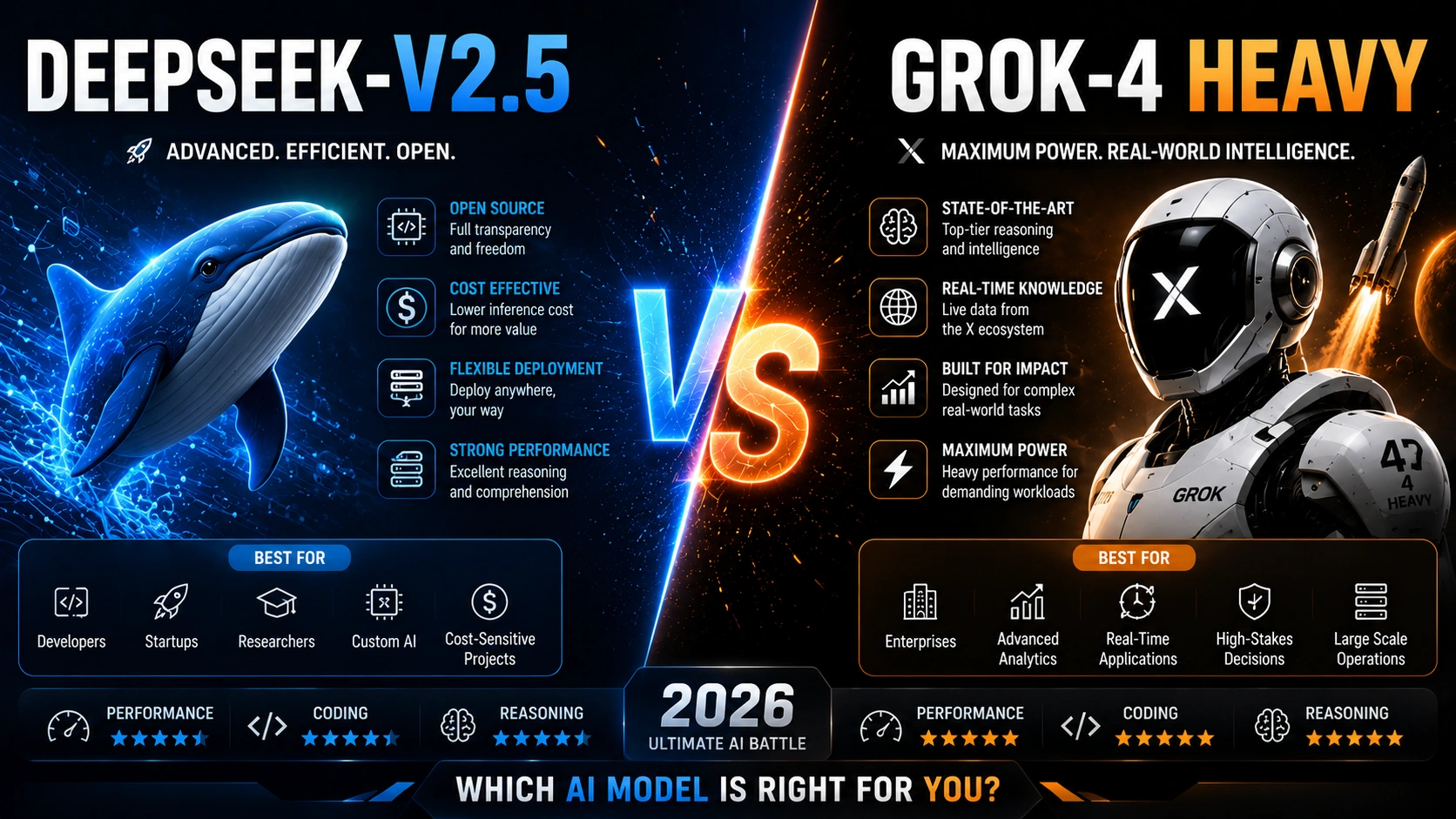 DeepSeek‑V2.5 VS Grok-4 Heavy