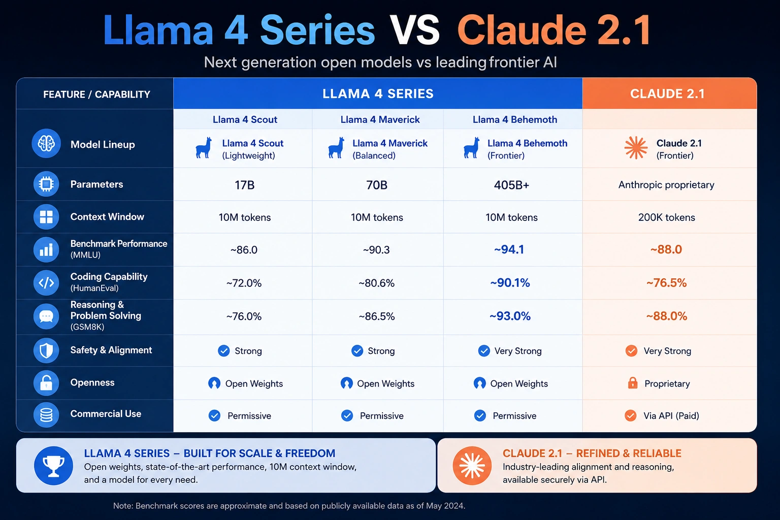Llama 4 Series VS Claude 2.1