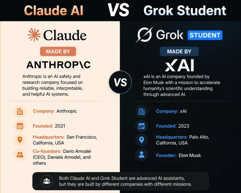 Who makes claude ai VS grok student