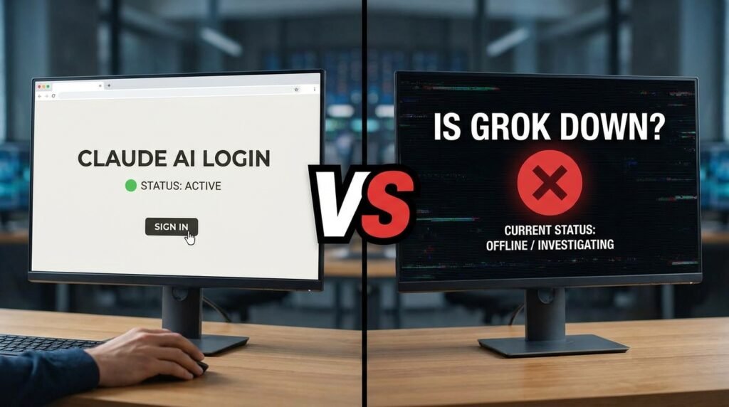 claude ai login VS is grok down