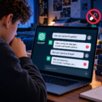 Teen using an AI chatbot to ask about drugs and alcohol, highlighting online safety concerns